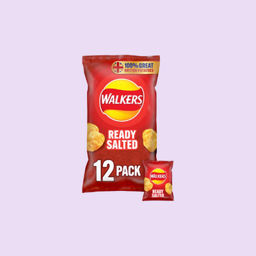 Walkers Ready Salted Multipack Crisps 12x25g - Classic and Crisp Snack